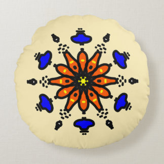 Bold Sun Mandala Round Pillow