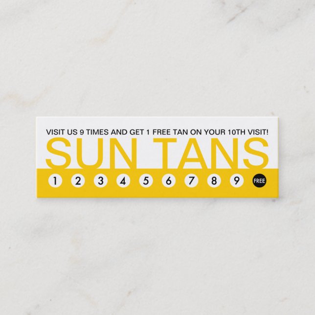 bold SUN TANS customer loyalty Card (Front)