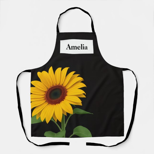 Bold Sunflower Modern Kitchen Apron (Front)