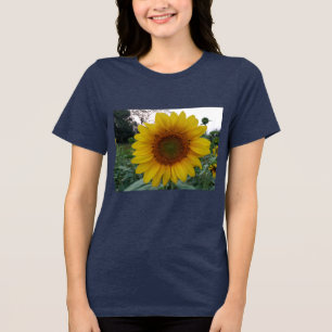 Bold Sunflower Tee in Classic Navy Tri-Blend Style