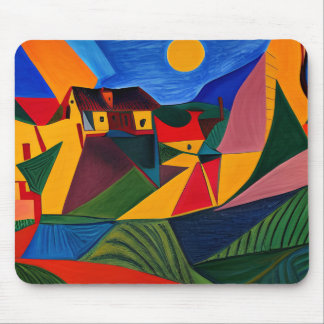 Bold sunset Picasso art Mouse Pad