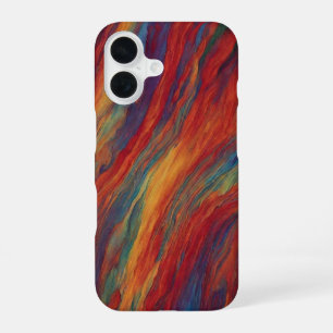 Bold Sunset Red and Orange Abstract Oil Paint Flow iPhone 16 Case
