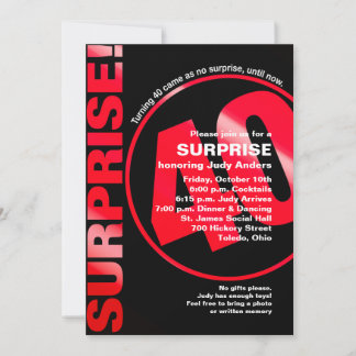 Bold Surprise Birthday Invitation - Red 40th