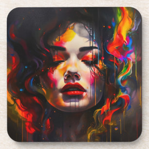 Bold Surreal Portrait Coaster