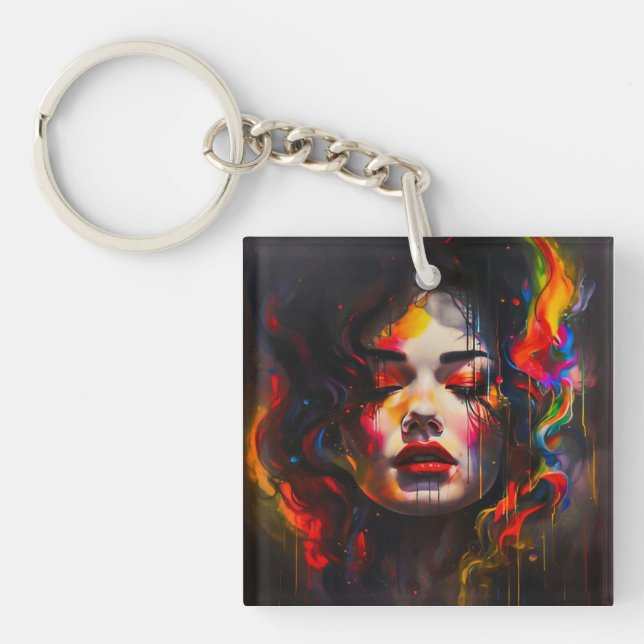 Bold Surreal Portrait  Keychain (Front)