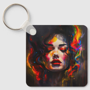 Bold Surreal Portrait  Keychain