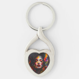 Bold Surreal Portrait  Keychain