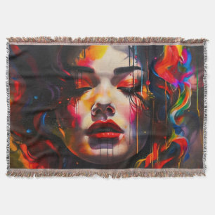 Bold Surreal Portrait Throw Blanket