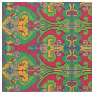 Bold Swirls Fabric (Green and Red)