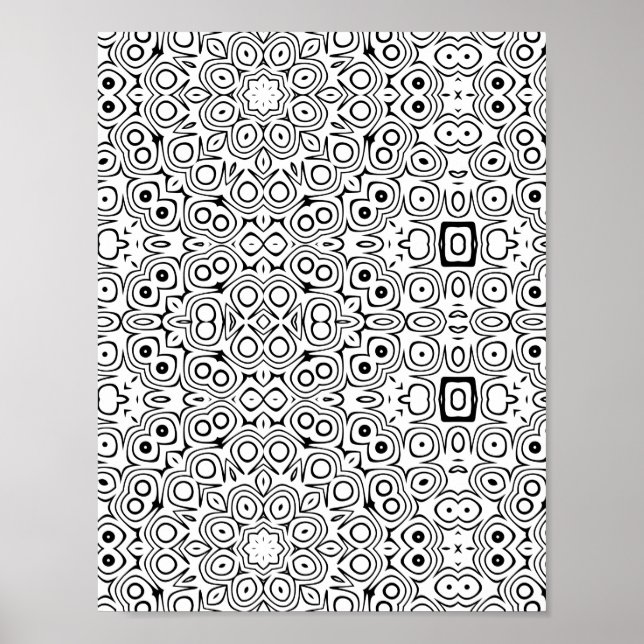Bold Symmetry Pattern Colouring Page with Circles Poster (Front)