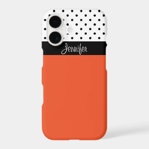 Bold Tangerine Orange & White Black Dotted Pattern