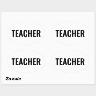 Bold TEACHER Text Oval Sticker for Classroom Use