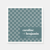 Bold Teal Green Chequerboard Custom Wedding