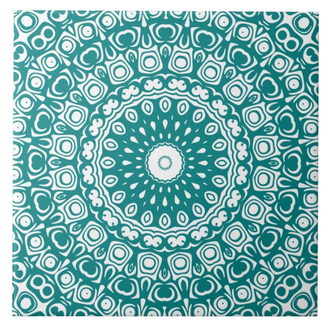 Bold Teal Mandala Pattern Tile (Front)