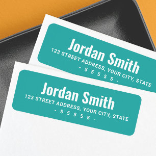 Bold teal white modern return address