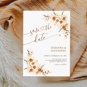 Bold Terracotta Boho Bohemian QR Code Wedding  Save The Date
