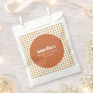 Bold Terracotta Retro Trendy Bridal Shower Custom Favour Bag