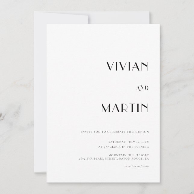 Bold Text Black and White Wedding All-in-one QR Invitation (Front)