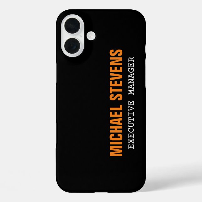 Bold Text Black White Orange Stylish Professional Case-Mate iPhone Case (Back)