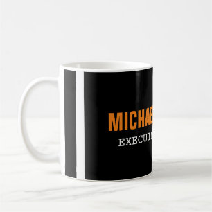 Bold Text Black White Orange Stylish Your Name Coffee Mug