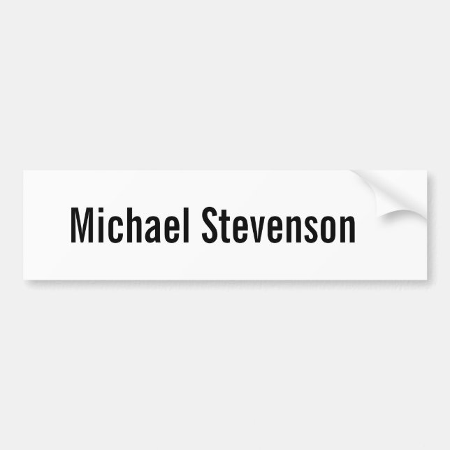 Bold Text Black White Personalized Plain Modern Bumper Sticker (Front)