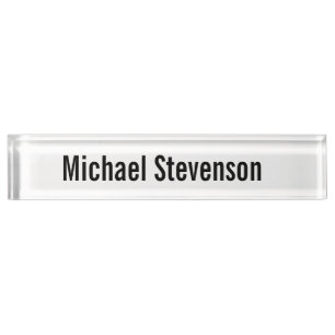 Bold Text Black White Personalized Plain Modern Nameplate