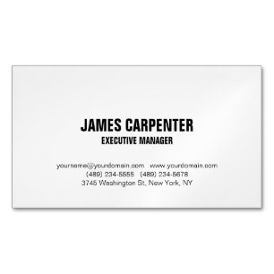 Bold Text Black White Unique Modern Professional Magnetic Business Card