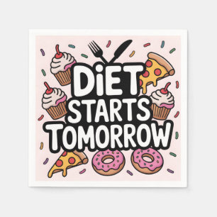 Bold Text Diet Starts Tomorrow Surrounded by Food Napkin