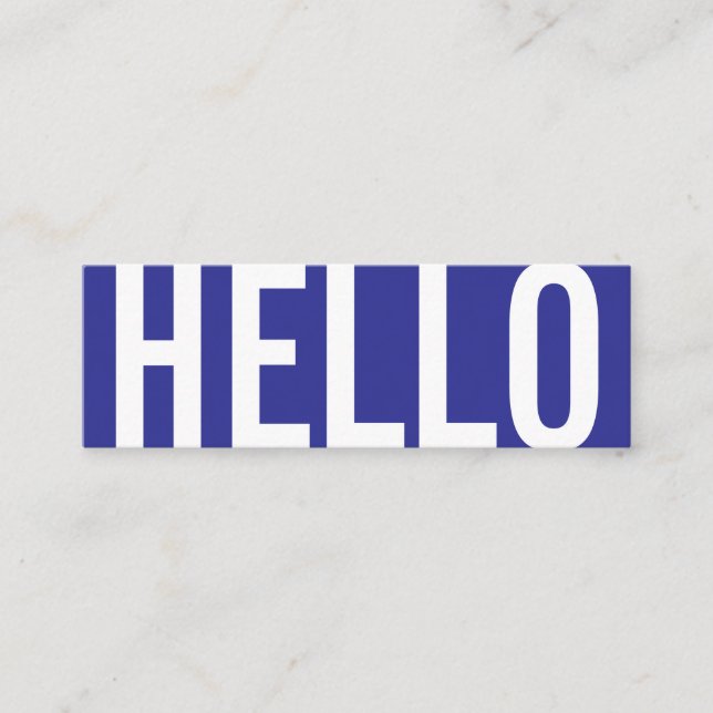 Bold Text | Hello (Blue) Mini Business Card (Front)