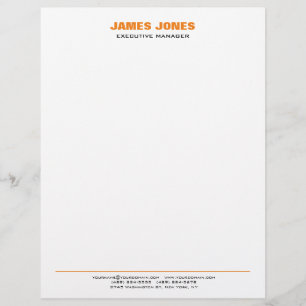 Bold Text Orange White Stylish Modern Professional Letterhead