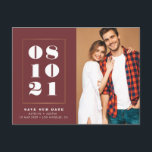 Bold text save our date  postcard<br><div class="desc">Announce your wedding date with this modern design that has bold white text and a photo of the couple . The text is editable along with the lovely image.</div>