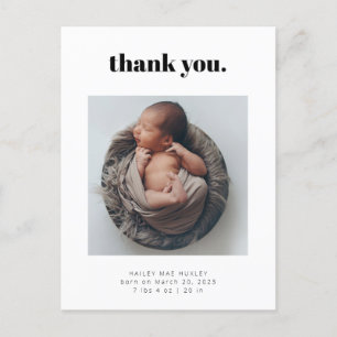 Bold Thank You Baby Photo Birth Announcement Postcard