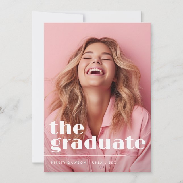 Bold THE GRADUATE Script Two Photo GRADUATION Announcement (Front)