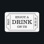 Bold Ticket Style "Enjoy A Drink On Us" Template<br><div class="desc">These simple yet very stylish cards are perfect to give to your party guests so they can redeem a free drink at your special event.</div>