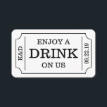 Bold Ticket Style "Enjoy A Drink On Us" Template<br><div class="desc">These simple yet very stylish cards are perfect to give to your party guests so they can redeem a free drink at your special event.</div>