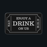Bold Ticket Style "Enjoy A Drink On Us" Template<br><div class="desc">These simple yet very stylish cards are perfect to give to your party guests so they can redeem a free drink at your special event.</div>