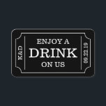 Bold Ticket Style "Enjoy A Drink On Us" Template<br><div class="desc">These simple yet very stylish cards are perfect to give to your party guests so they can redeem a free drink at your special event.</div>