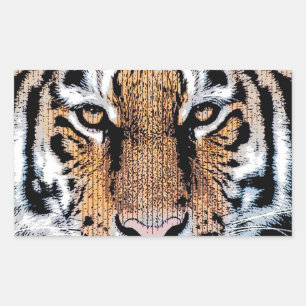 Bold Tiger Portrait Graphic Press Style Sticker