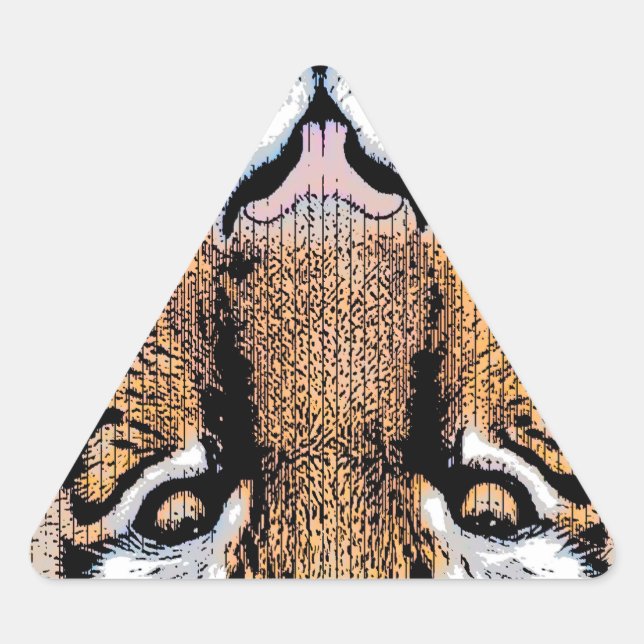 Bold Tiger Portrait Graphic Press Style Triangle Sticker (Front)