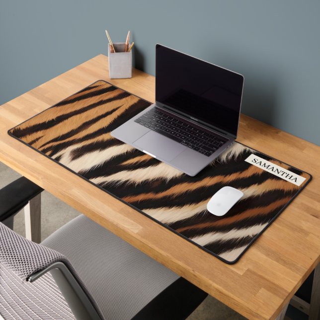 Bold Tiger Stripe Faux Fur Desk Mat (Office 2)