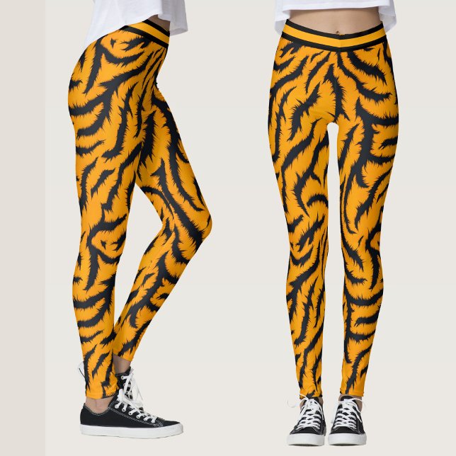 Bold Tiger Stripes Pattern in Orange and Black Leggings (Creator Uploaded)