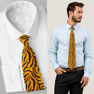 Bold Tiger Stripes Pattern in Orange and Black Tie