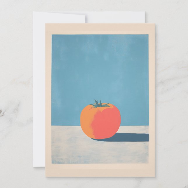 Bold Tomato on Blue Minimalist Art Card (Front)