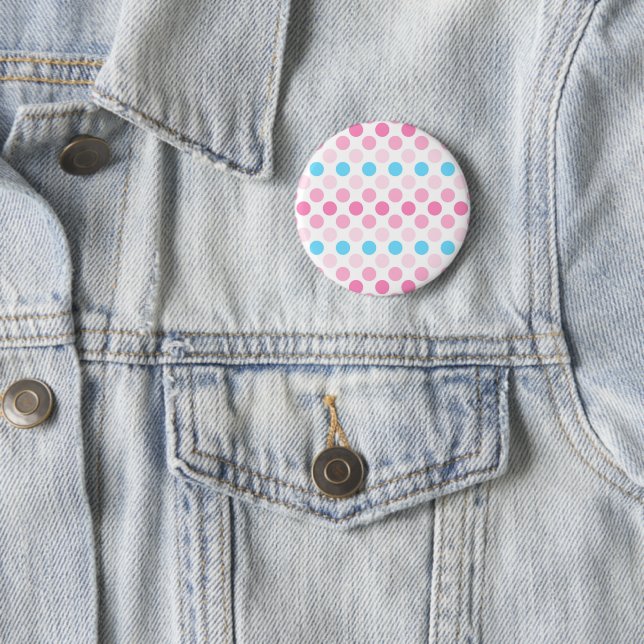Bold Transfeminine Pride Flag Colours Polkadots 2 Inch Round Button (In Situ)