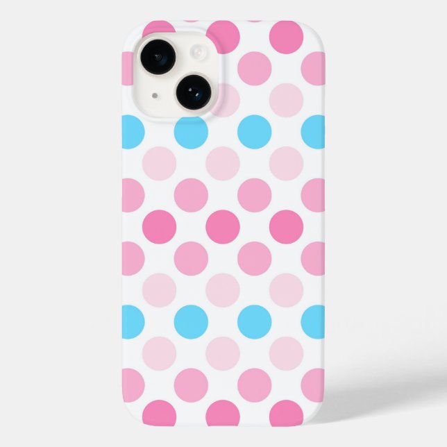 Bold Transfeminine Pride Flag Colours Polkadots Case-Mate iPhone Case (Back)