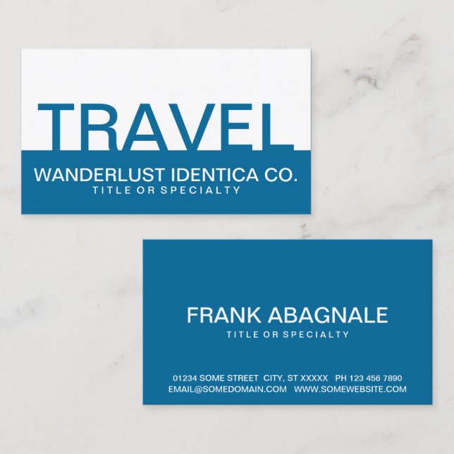 bold TRAVEL (colour customizable) Business Card (Front/Back)
