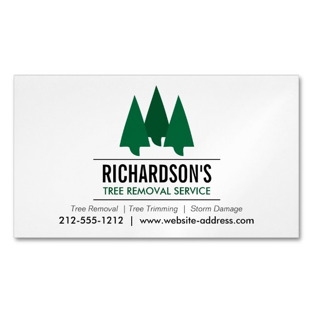 Bold Tree Service Logo Magnetic Business Card (Front)