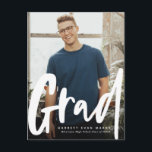 Bold trendy graduation invitation postcard<br><div class="desc">Celebrate your grad and invite guests with this vertical one-photo graduation announcement postcard that features an modern and trendy bold script grad on the front and a customizable back for your party details.</div>