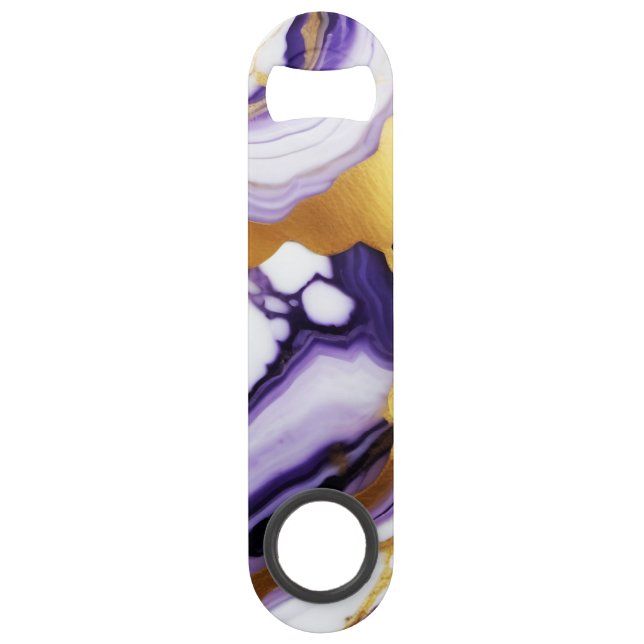Bold Trendy purple yellow Gold faux marble Bar Key (Front)