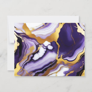Bold Trendy purple yellow Gold faux marble Postcard